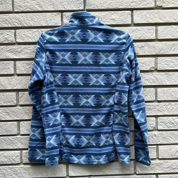 Eddie Bauer Aztec Pattern Blue 1/4 Zip Fleece Pullover S - Picture 7 of 8